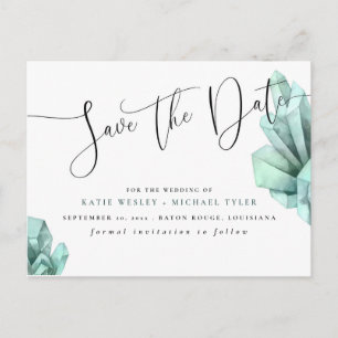 Aura Crystal Mint Save the Date Announcement Postcard