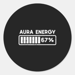 Aura Energy 67 Funny Number 6 7 Meme Kids Youth Te Classic Round Sticker