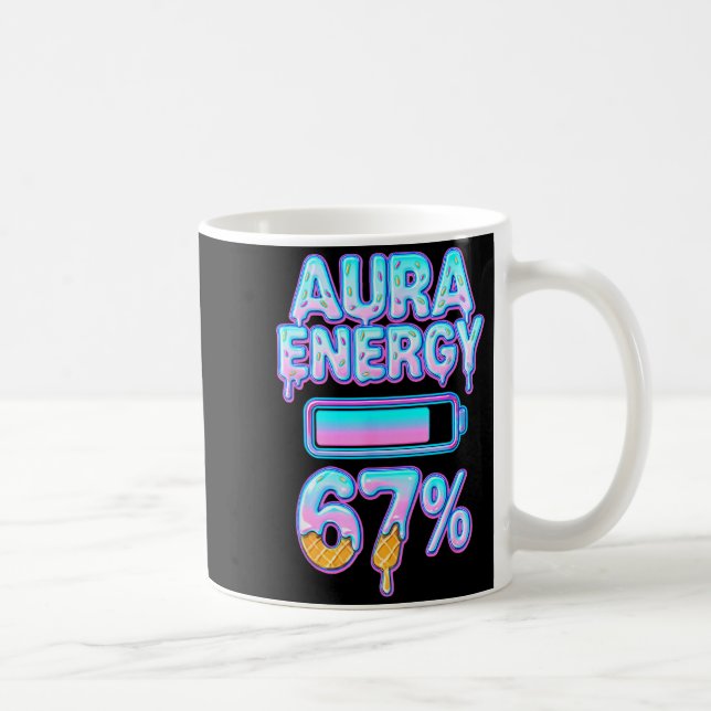 Aura Energy 67 Meme Ice Cream Drip 6 7 Funny Six S Coffee Mug (Right)