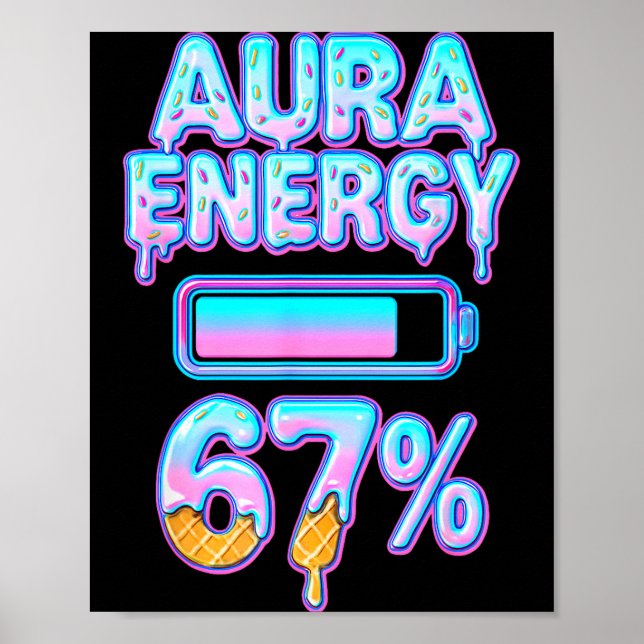 Aura Energy 67 Meme Ice Cream Drip 6 7 Funny Six S Poster (Front)