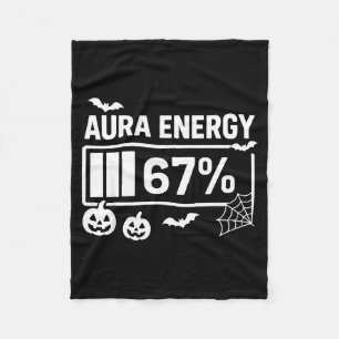 Aura energy 67 percent 6 7 meme halloween fleece blanket
