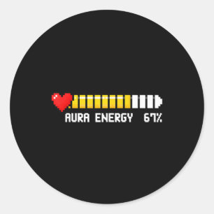 Aura Energy 67 Percent Meme Gamer Retro Video Game Classic Round Sticker