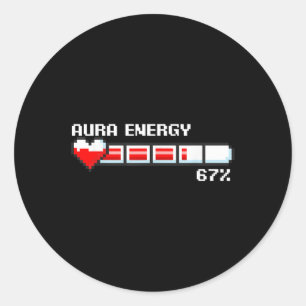Aura Energy 67 Percent Meme Gamer Retro Video Game Classic Round Sticker