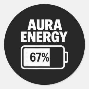 Aura Energy 67 Percent Ttery Icon Spiritual Humor  Classic Round Sticker