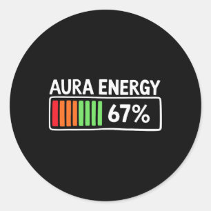 Aura Energy 67 Percent Ttery Meter Spiritual Humor Classic Round Sticker