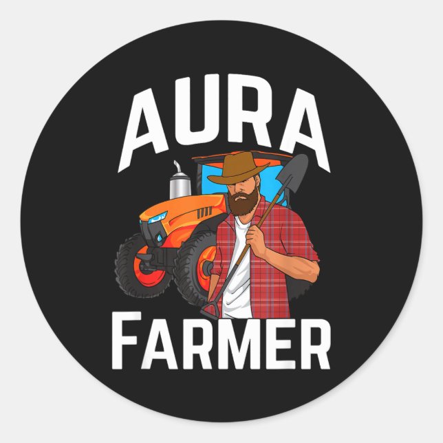 Aura Farmer Funny Meme  Classic Round Sticker (Front)
