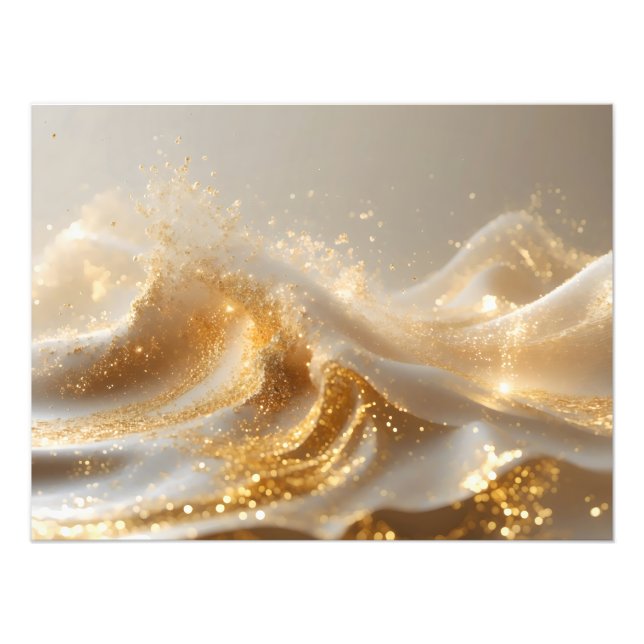Aura of Gold – Elegant White & Gold Abstract Wall  Photo Print (Front)