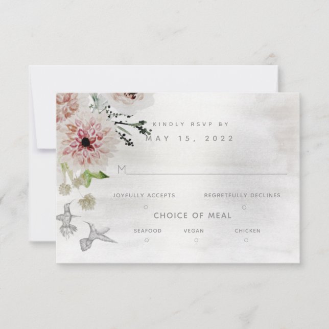 Aura Of Nature Wedding 3 Meal Choice RSVP Card (Front)