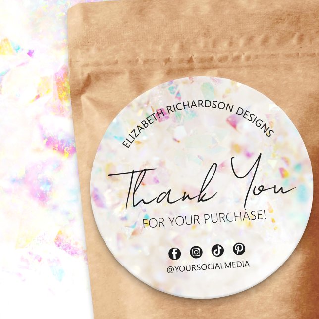 Aura Quartz Crystal Minimalist Thank You Order Classic Round Sticker (Creator Uploaded)