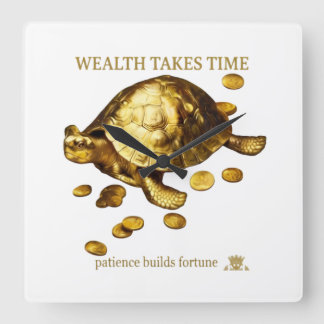 AURALUXY™ Golden Turtle – Wealth Mindset Square Wall Clock