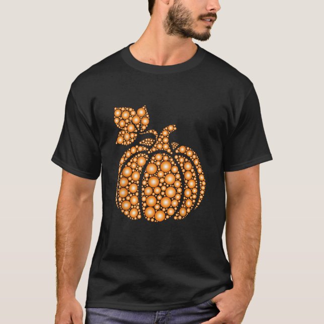 Aureate Fall Autumn Polka Dot Pumpkin Internationa T-Shirt (Front)