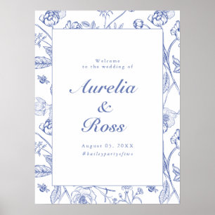 AURELIA Chinoiserie Blue Victorian Floral Wedding Poster