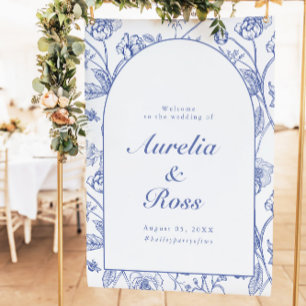 AURELIA Chinoiserie Blue Victorian Floral Wedding Poster