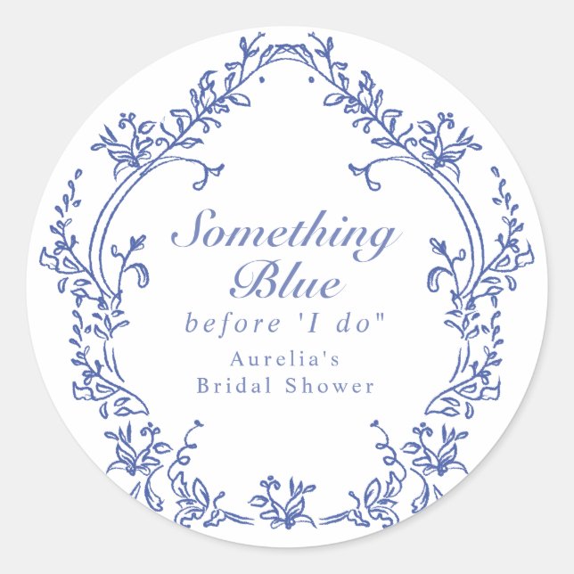 AURELIA Chinoiserie Something Blue Bridal Shower Classic Round Sticker (Front)