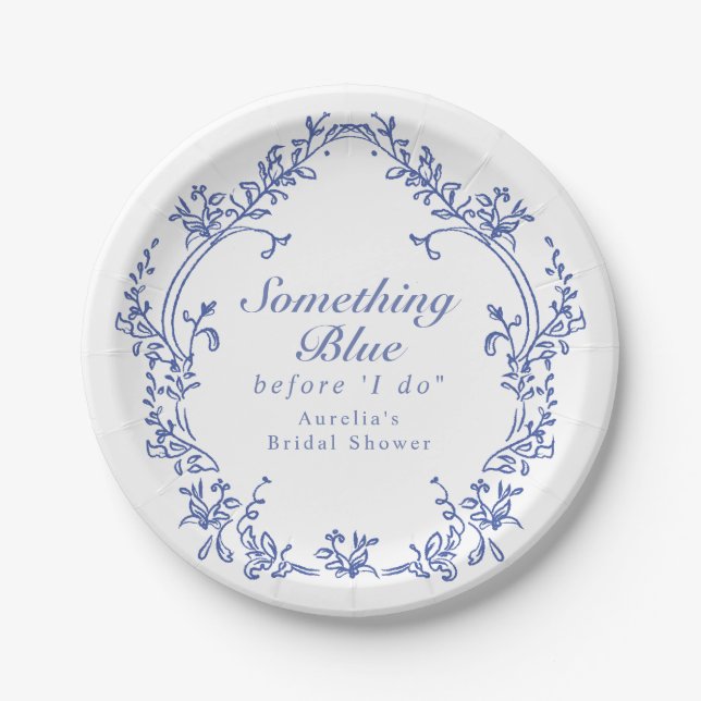 AURELIA Chinoiserie Something Blue Bridal Shower Paper Plate (Front)