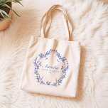 AURELIA Chinoiserie Something Blue Maid of Honour Tote Bag<br><div class="desc">The Aurelia Collection features a modern line art Chinoiserie and elegant calligraphy script font. This collection is perfect for your "Something blue before 'I do'" victorian event.</div>