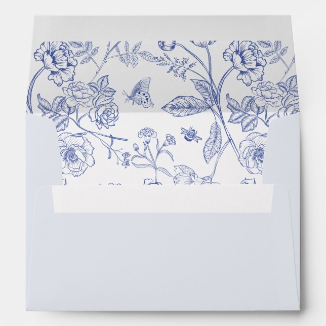 AURELIA Chinoiserie Victorian Floral Toile Wedding Envelope (Back (Bottom))
