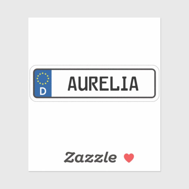 Aurelia German Car License Plate (Sheet)