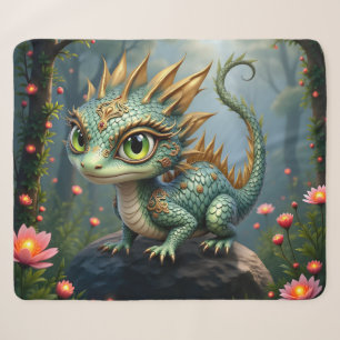 Auren – Little Emerald Forest Dragon Sherpa Blanket