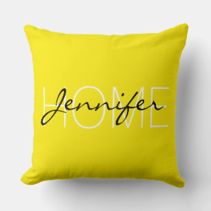 Aureolin colour home monogram cushion