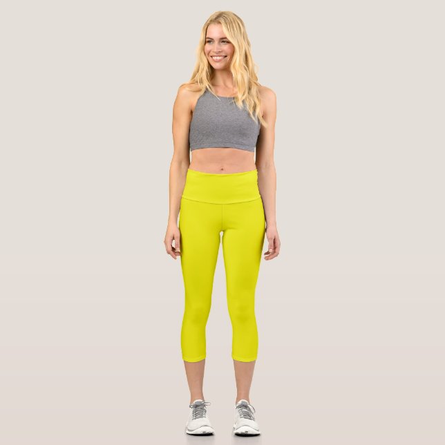 Aureolin (solid colour)  capri leggings (Front)