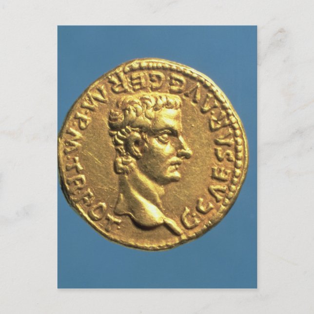 Aureus  of Caligula  bareheaded Postcard (Front)