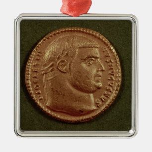 Aureus  of Diocletian  wearing a laurel wreath Metal Tree Decoration