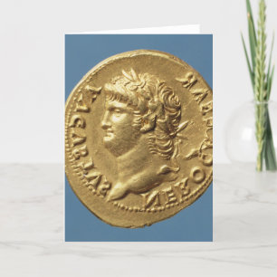 Aureus of Nero wearing a laurel wreath Holiday Card