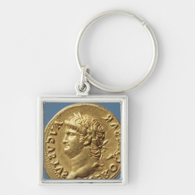 Aureus  of Nero  wearing a laurel wreath Key Ring (Front)