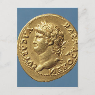 Aureus  of Nero  wearing a laurel wreath Postcard