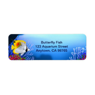 Auriga Threadfin Butterfly Fish Customisable Label Return Address Label