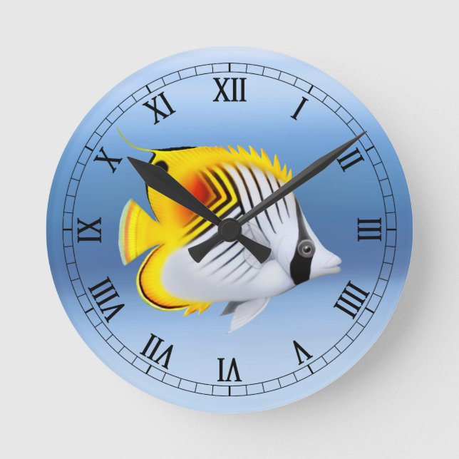 Auriga Threadfin Butterfly Fish Wall Clock (Front)