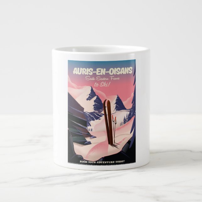 AURIS-EN-OISANS France ski poster Large Coffee Mug (Front)