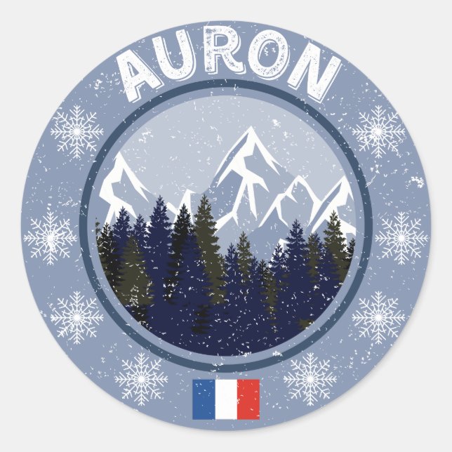 Auron Ski Station Classic Round Sticker (Front)