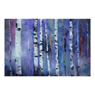 Aurora Among the Birch Poster