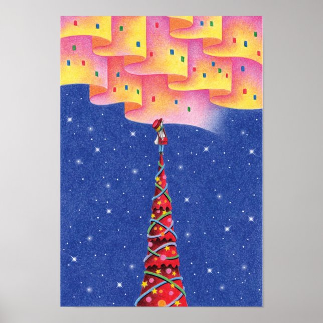 Aurora and a Christmas tree. Poster (Front)