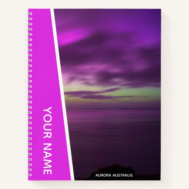 Aurora Australis Southern Lights Australia Pink Notebook (Front)