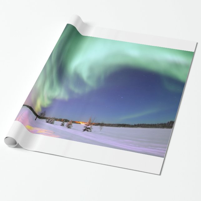 Aurora - Beautiful Northern Lights Wrapping Paper (Unrolled)