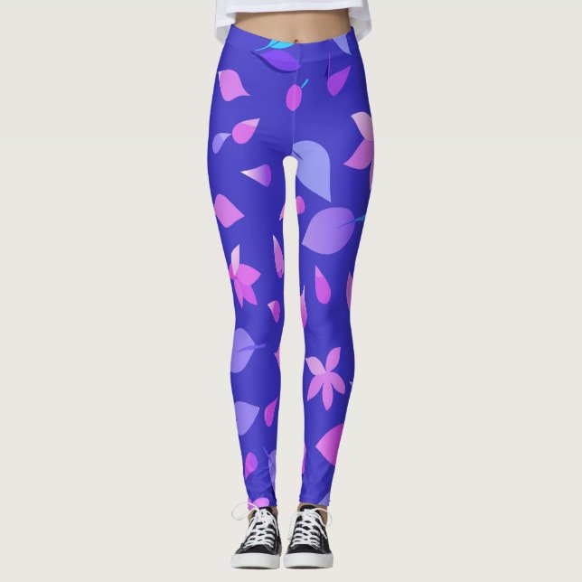 Aurora Bloom: Soft gradients with flower petals Leggings (Front)
