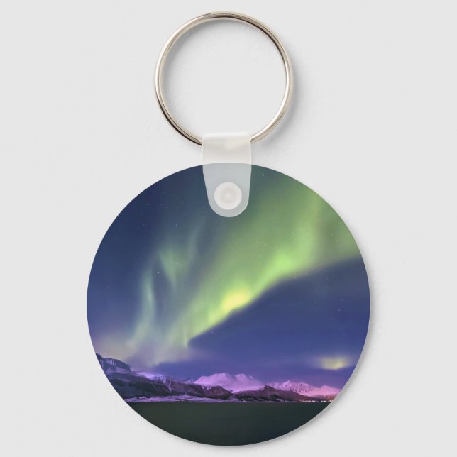 Aurora Borealis above Lyngenfjorden Norway Key Ring (Front)