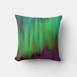 Aurora Borealis Abstract Green Throw Pillow