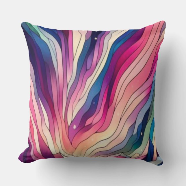 Aurora Borealis Abstract Throw Pillow (Front)