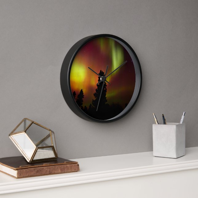 Aurora Borealis and Trees Clock (Office)