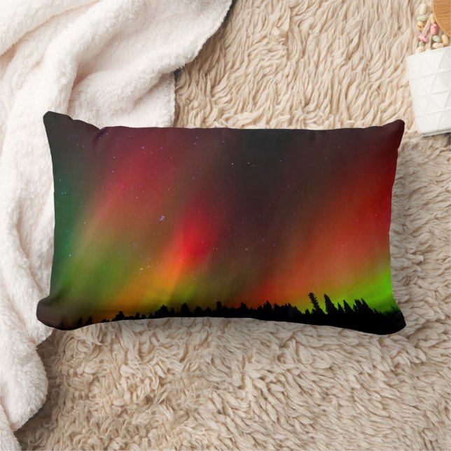 Aurora Borealis and trees Lumbar Cushion (Blanket)
