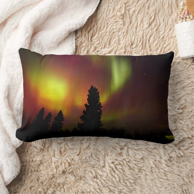Aurora Borealis and Trees Lumbar Cushion (Blanket)