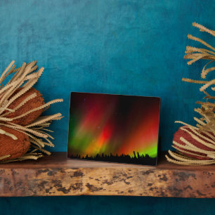 Aurora Borealis and trees Plaque