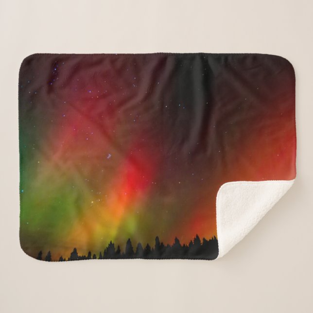 Aurora Borealis and trees Sherpa Blanket (Front (Horizontal))