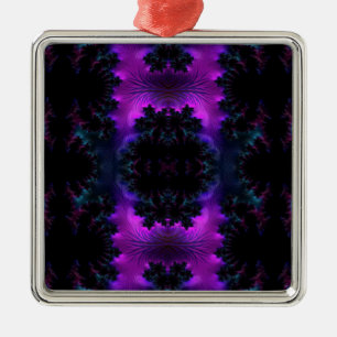 Aurora Borealis at Midnight Fractal Metal Ornament