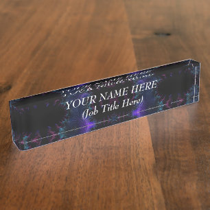 Aurora Borealis at Midnight Fractal Nameplate