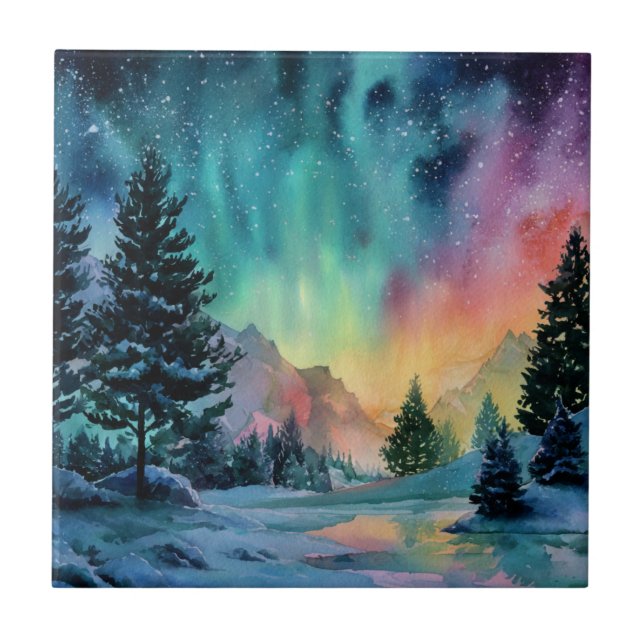 Aurora Borealis Ceramic Tile (Front)
